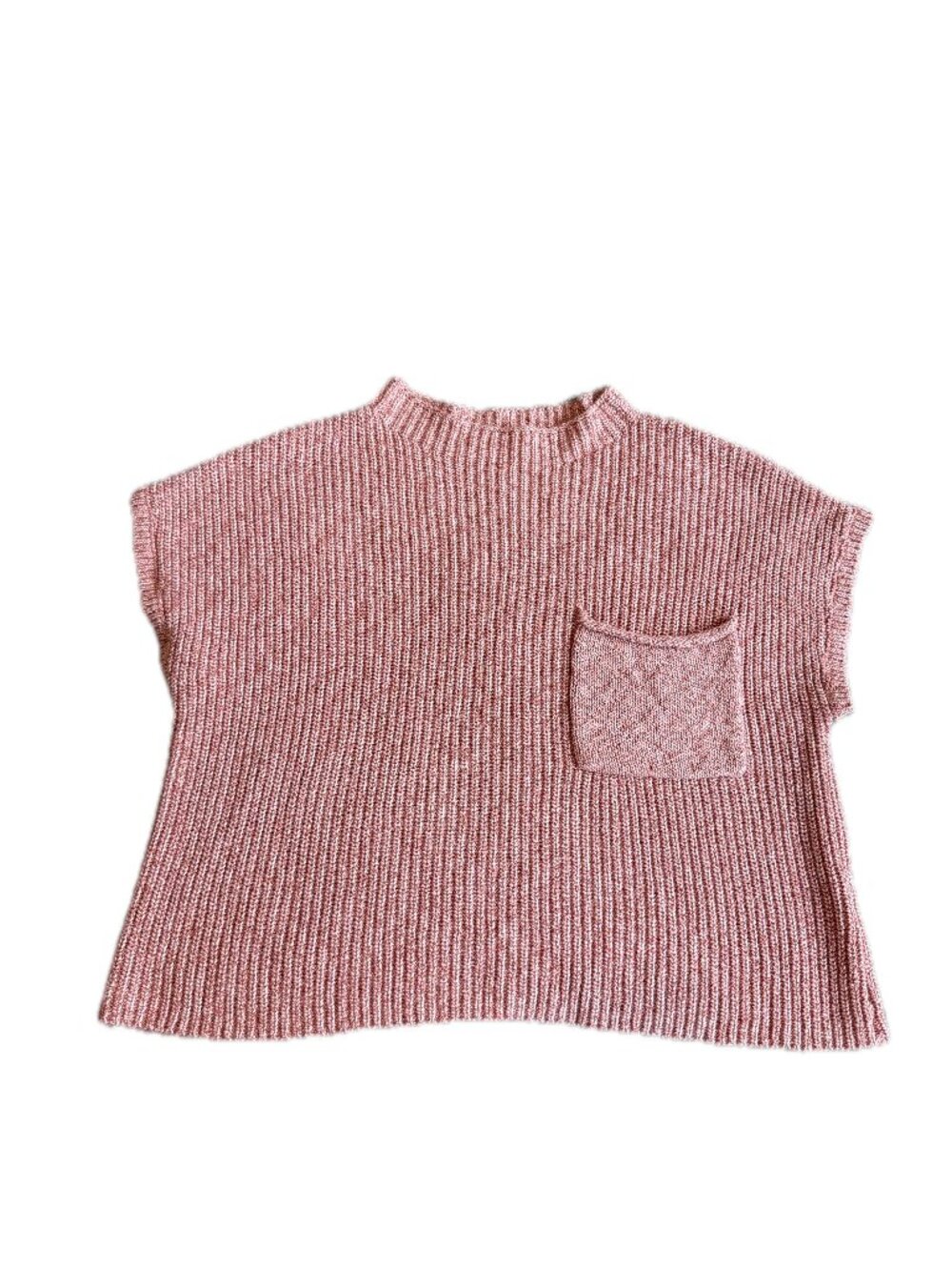 Free People Beach Pink Ribbed Knit Boxy Cropped Sweater Pocket X-Small Women's